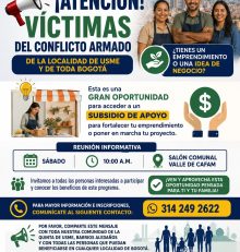 Víctimas del conflicto armado en Usme podrán conocer oportunidades de apoyo para sus emprendimientos