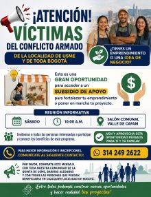 Víctimas del conflicto armado en Usme podrán conocer oportunidades de apoyo para sus emprendimientos
