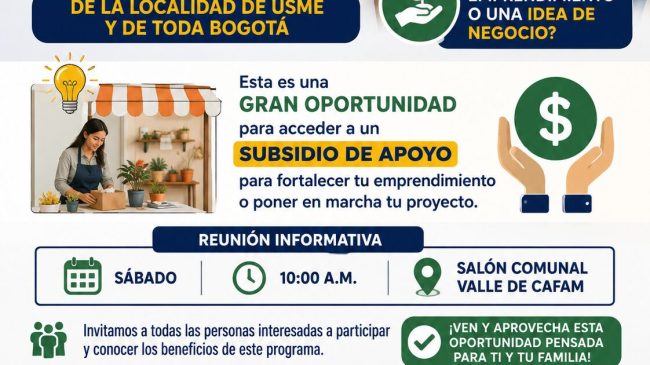 Víctimas del conflicto armado en Usme podrán conocer oportunidades de apoyo para sus emprendimientos
