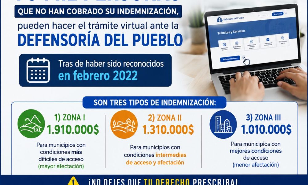 Más de 70 mil personas podrán realizar virtualmente el trámite para reclamar su indemnización