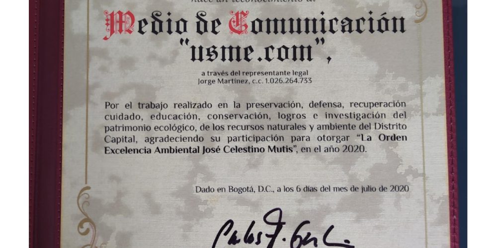 Recibimos la Orden al Mérito Ambiental José Celestino Mutis