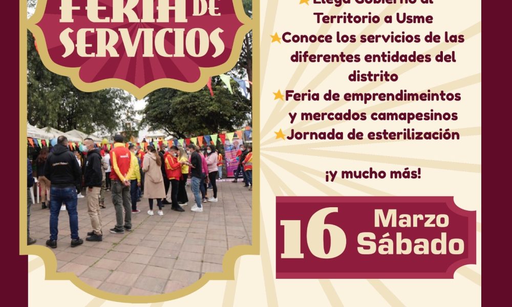 Feria de Servicios llega a Usme este sábado 16 de marzo: ¡Prepárate para un día lleno de actividades!