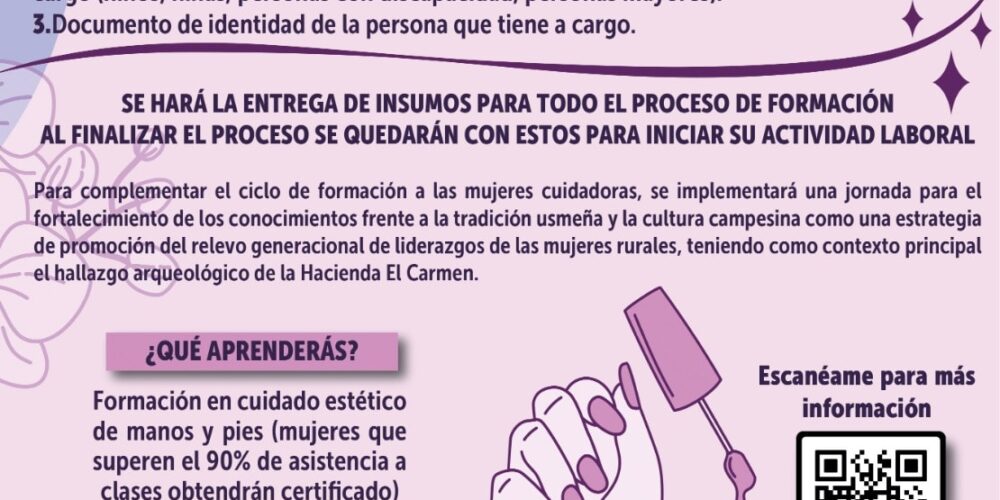 ¡Oportunidad para cuidadoras y cuidadores de Usme!